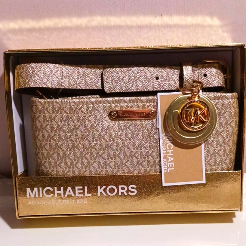 Gorgeous! Michael Kors ⚜️ Goldtone Adjustable Belt/Crossbody Bag  L/XL ⚜️